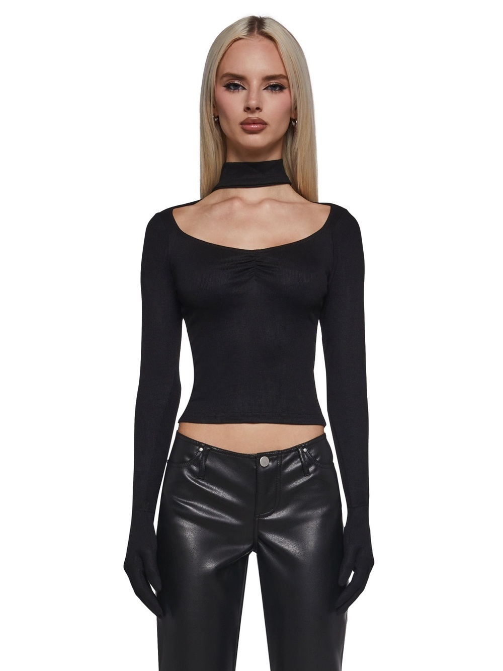 Nwt black dollskill high rise connections long sleeve glove top